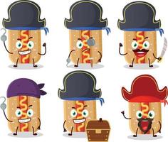 Cartoon character of hotdog with various pirates emoticons vector