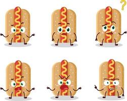 Cartoon character of hotdog with what expression vector