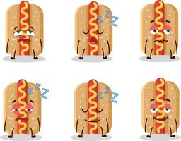 Cartoon character of hotdog with sleepy expression vector