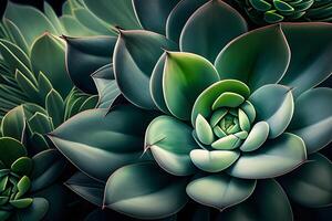 blue agave plant in the garden close-up view. . photo