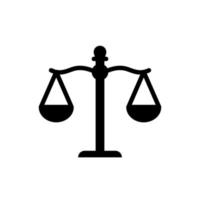 Scales icon for measuring the mass of objects or representing court, justice, legality and law vector