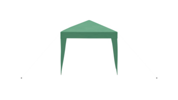 3D rendering of the green color open-type outdoor Tent, Pagoda, Shade, and Pop-up gazebo. Holding by chain on the ground, It can use for traveling, events, exhibitions, picnics, outdoor camps, etc. png