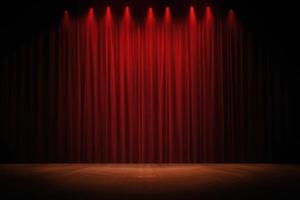 circus stage red fabric in the background, spotlight on the stage photo