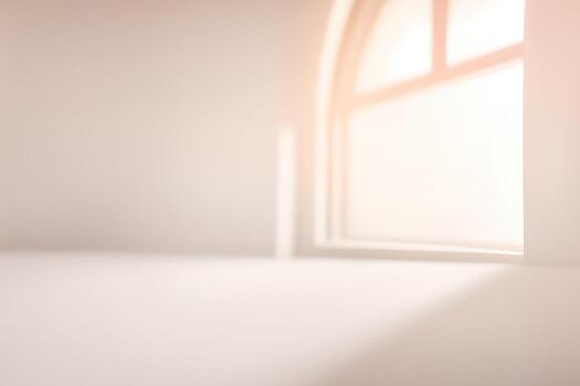 empty 3d render light room, sun lights from the window photo