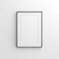 empty frame on white wall black border frame on white background,3d render photo