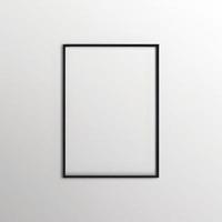 empty frame on white wall black border frame on white background,3d render photo