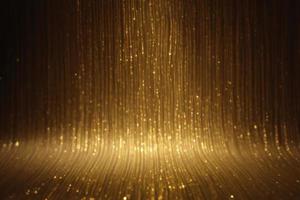 3d illustration of gold speed light on dark background, golden sparkles shiny backdrop photo