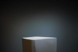 3d rendered white pedestal on dark background with spotlight, podium for product, stage photo