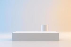 white dreamy podium on white background . pedestal for product display 3d rendered photo