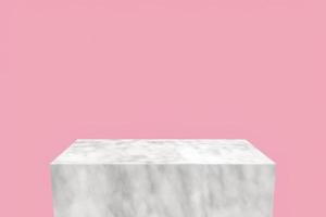 ceramic texture white podium on pink background, pedestal for product display, 3d rendered photo