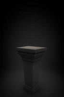 grey rectangle podium on dark background with spotlights. pedestal for product display 3d rendered photo