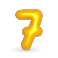 Number Seven Golden Balloon 3d render. Realistic design element for events. png