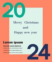 Creative concept poster Happy New Year 2024. Design template with 2024 typography logo for season celebration and decoration. Minimalistic trendy backgrounds for branding, banner, cover, postcard vector