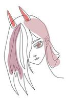 poder anime personaje, dibujo de un niña en uno línea técnica. vector
