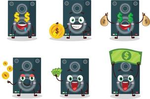 Loudspeaker cartoon character with cute emoticon bring money vector