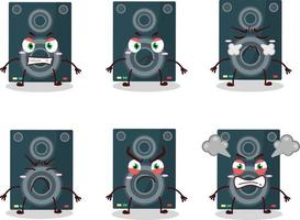 Loudspeaker cartoon character with various angry expressions vector