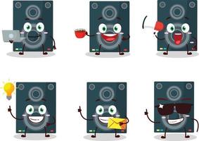 Loudspeaker cartoon character with various types of business emoticons vector