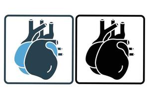 Heart icon illustration. icon related to internal organ. Solid icon style. Simple vector design editable