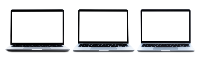 Laptop mockup isolated on transparent background. PNG file Format.