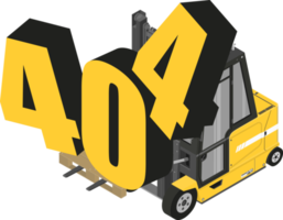 fout 404 niet beschikbaar web bladzijde. landen bladzijde met een heftruck en 404 cijfers. png