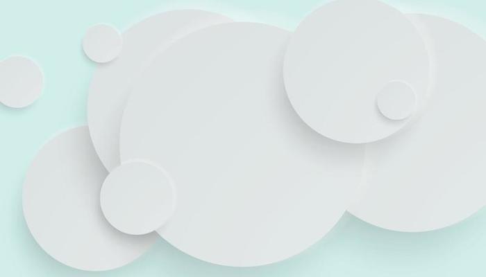 Abstract White and Gray Overlap Circles Background. 3D Paper Circle Banner with Drop Shadows. Minimal Simple Design for Presentation, Flyer, Brochure, Website, Book, etc