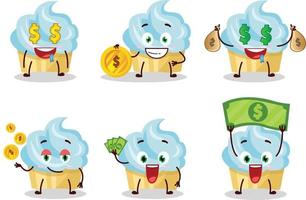 Vanilla cake cartoon character with cute emoticon bring money vector