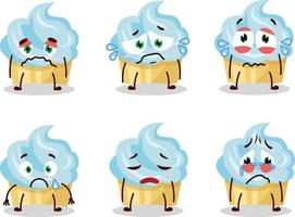 Vanilla cake cartoon character with sad expression vector