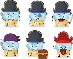 dibujos animados personaje de vainilla pastel con varios piratas emoticones vector