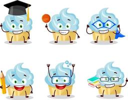 School student of vanilla cake cartoon character with various expressions vector