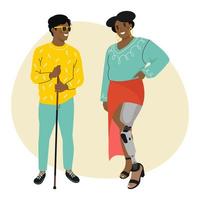 African American special People. People with Disability, Diversity and Inclusion. Vector illustration.
