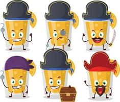 Cartoon character of orange juice with various pirates emoticons vector