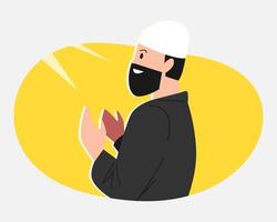 Muslim men pray. Simple flat vector illustration.