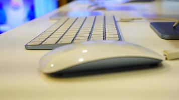 selective focus white apple keyboard photo