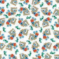 Seamless pattern texture with little animal swim in underwater. For fabric textile, nursery, baby clothes, background, textile, wrapping paper and other decoration. vector