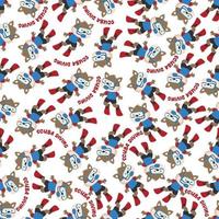 Seamless pattern texture with little animal swim in underwater. For fabric textile, nursery, baby clothes, background, textile, wrapping paper and other decoration. vector