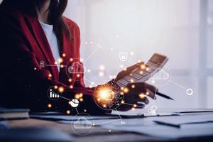 Digital transformation technology strategy, IoT, internet of things. transformation of ideas and the adoption of technology in business in the digital age, enhancing global business capabilities. Ai photo