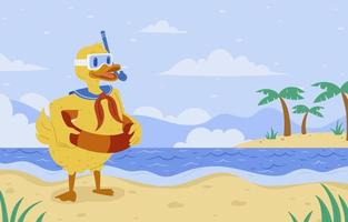 Background of Yellow Duck in a Lifebuoy vector