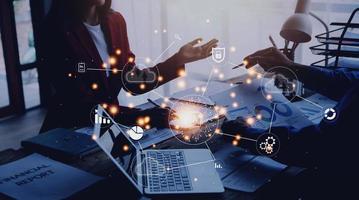 Digital transformation technology strategy, IoT, internet of things. transformation of ideas and the adoption of technology in business in the digital age, enhancing global business capabilities. Ai photo