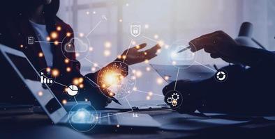 Digital transformation technology strategy, IoT, internet of things. transformation of ideas and the adoption of technology in business in the digital age, enhancing global business capabilities. Ai photo