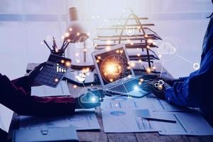 Digital transformation technology strategy, IoT, internet of things. transformation of ideas and the adoption of technology in business in the digital age, enhancing global business capabilities. Ai photo