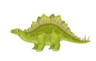 Cartoon Stegosaurus dinosaur cheerful character vector