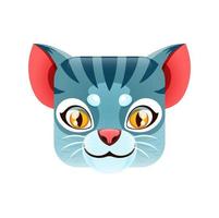 Cartoon cat kawaii square animal face funny kitten vector