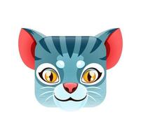 Cartoon cat kawaii square animal face funny kitten vector