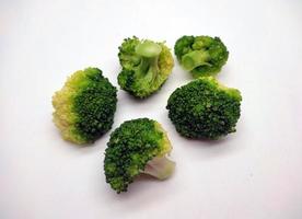 Broccoli collection. Different sides of green fresh broccoli.  Isolated on white background