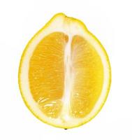 A slice of yellow lemon isolated in white background photo