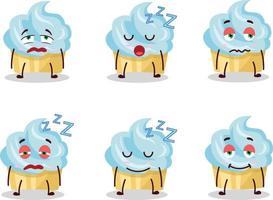 Cartoon character of vanilla cake with sleepy expression vector