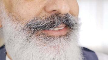 Closeup Of A Bearded Man's Smile. Bearded man smiling. video