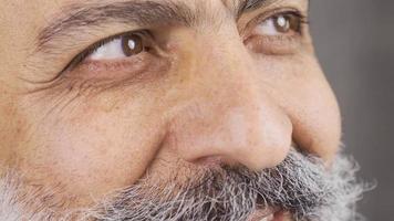 fermer portrait de mature homme. fermer portrait de barbu mature homme. video