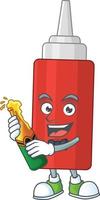 Cartoon character of sauce bottle vector