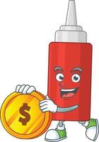 Cartoon character of sauce bottle vector